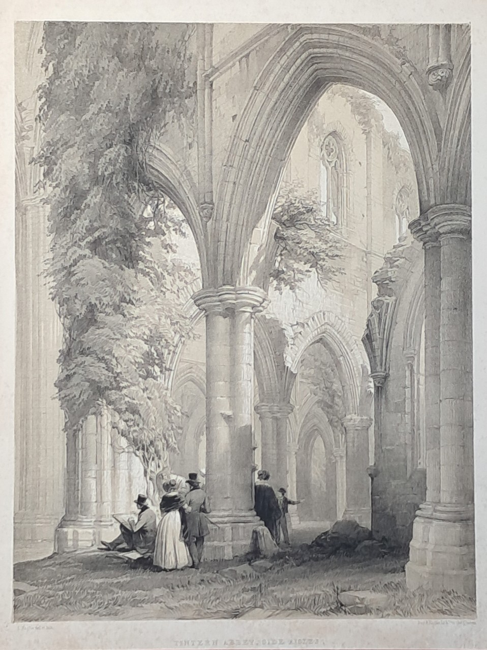 Lithograph - Tintern Abbey Side Aisles - Haghe