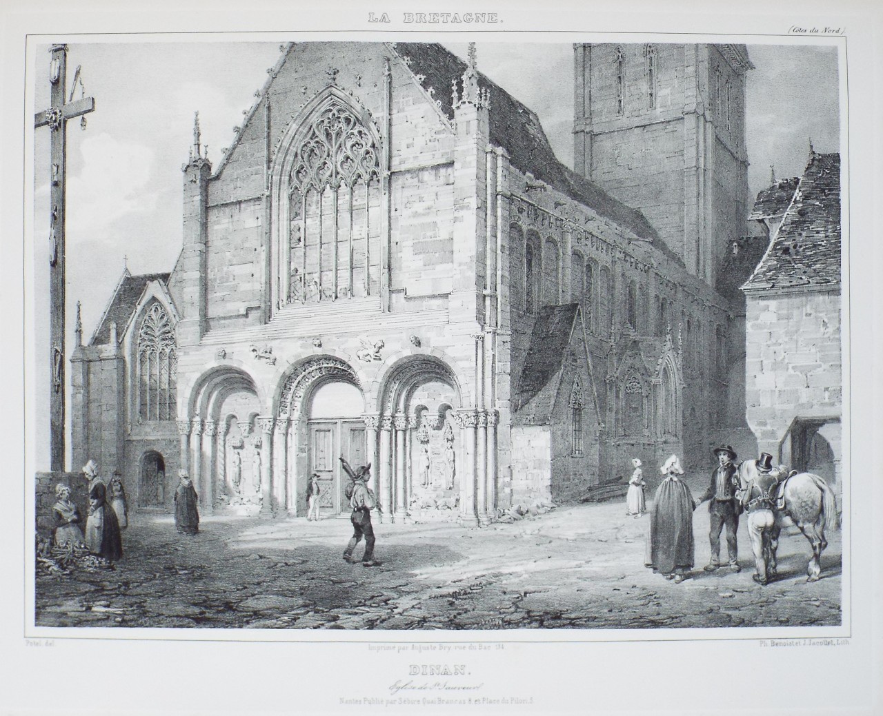 Lithograph - Dinan. 'Eglise de St. Sauveur.