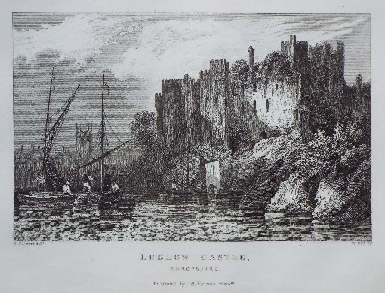 Print - Ludlow Castle, Shropshire. - Hill