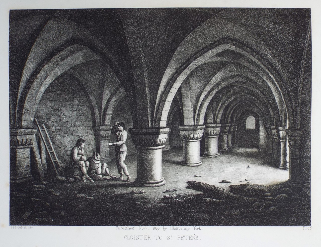 Etching - Cloister to St. Peter's. - Halfpenny