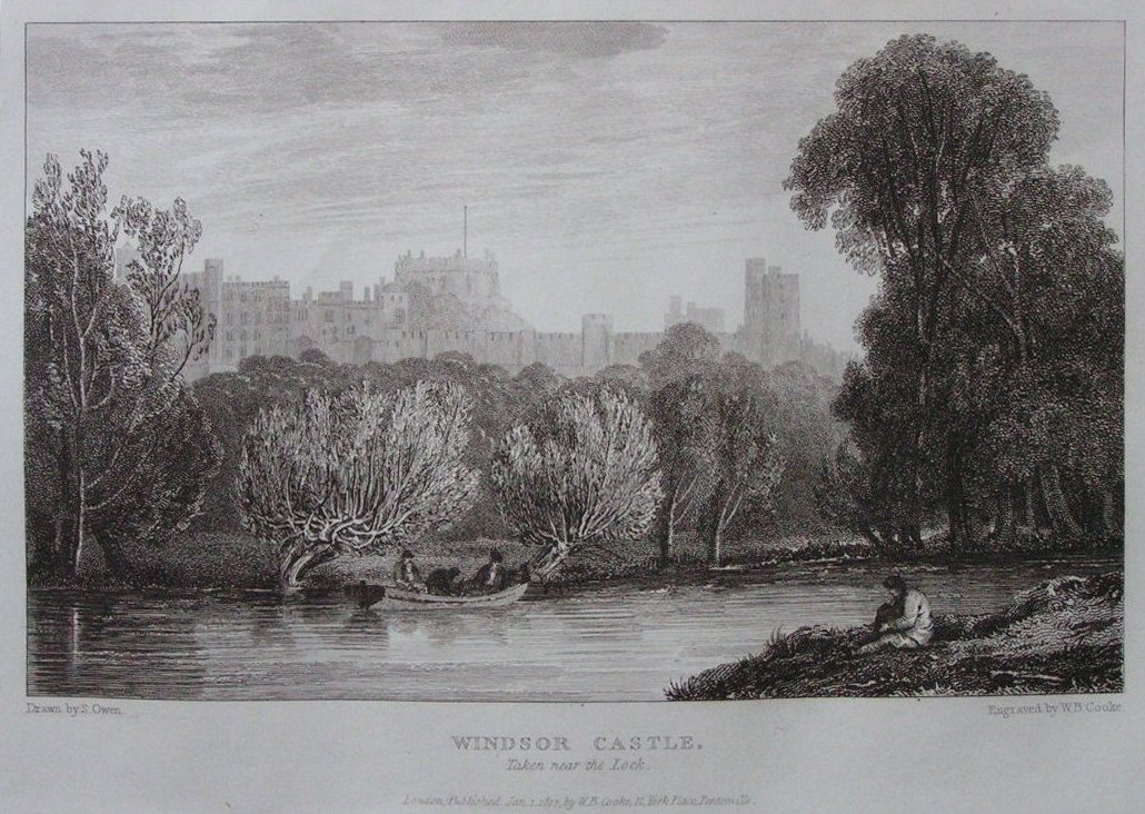 Print - Windsor Castle. Taken from the Lock - Cooke