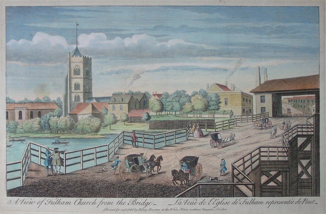 Print - A View of Fulham Church from the Bridge. : La Veue de L'Eglise de Fulham representee de Pont.