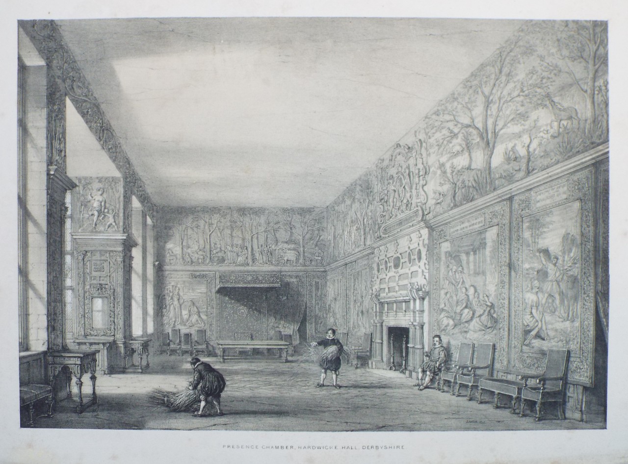 Lithograph - Presence Chamber, Hardwicke Hall, Derbyshire - Nash