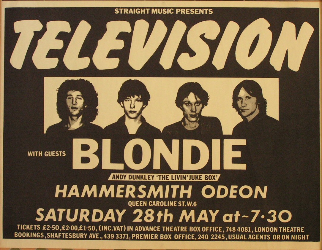 Poster - Television, Blondie. Hammersmith Odeon. 28th May. Straight Music.