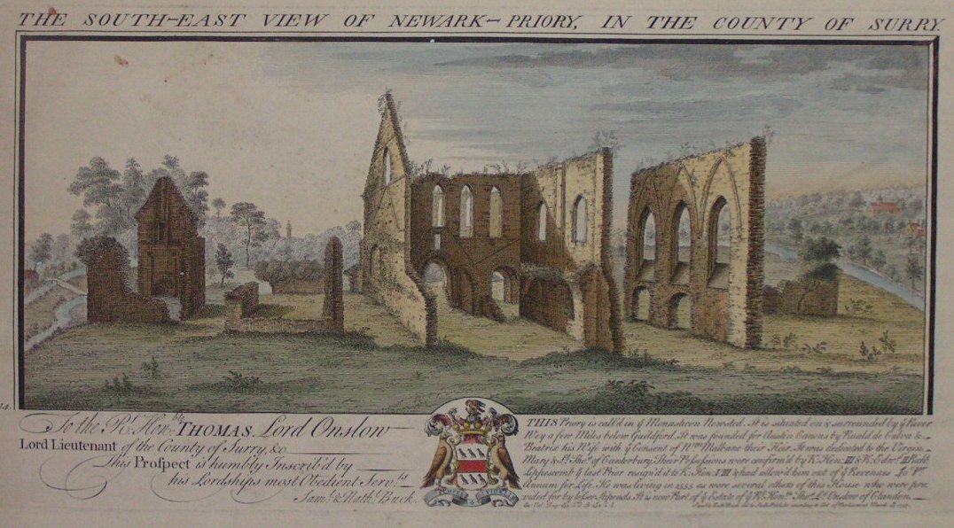 Print - The South-East view of Newark priory in the county of Surrey - Buck