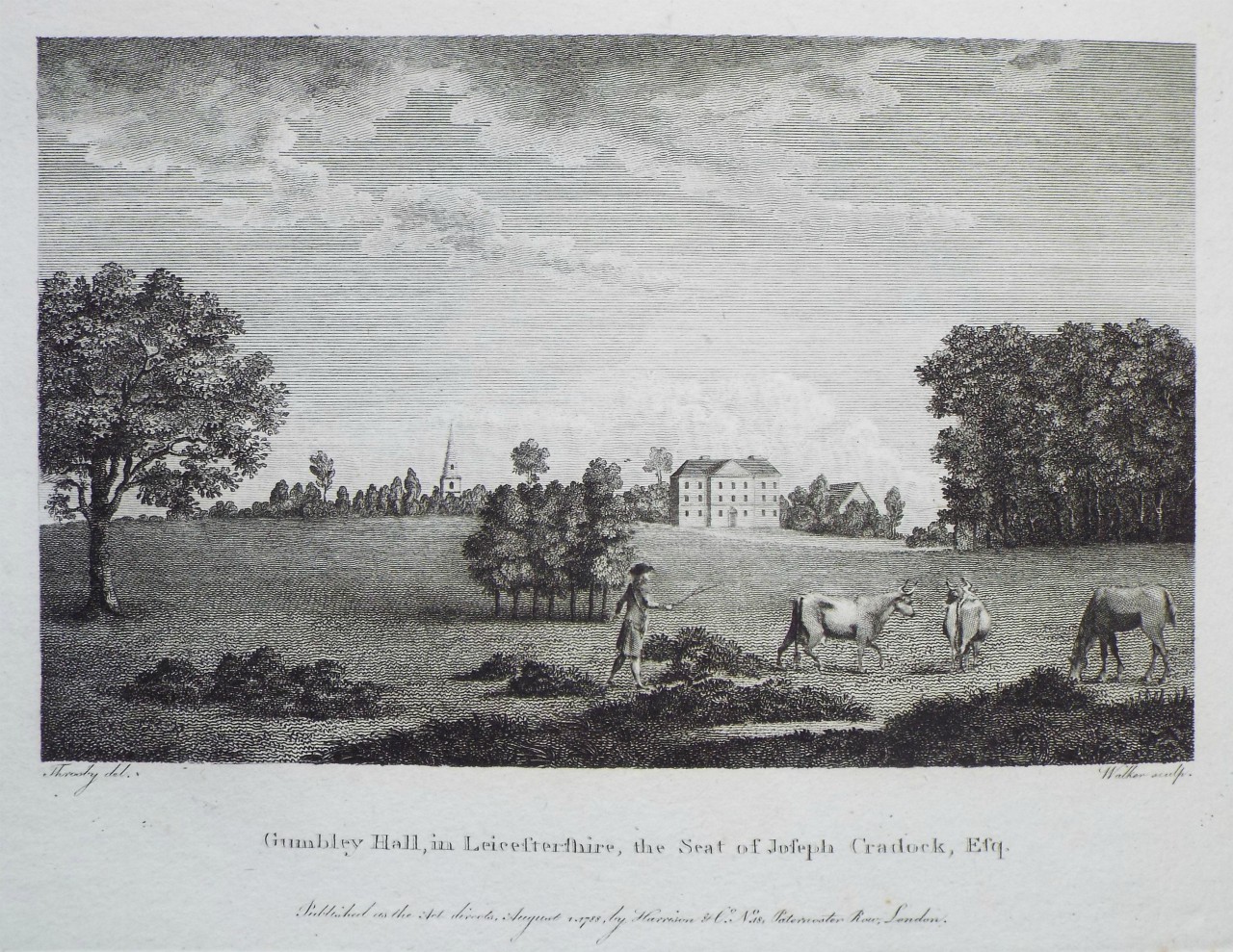 Print - Gumbley Hall, in Leicestershire, the Seat of Joseph Cradock, Esq. - 