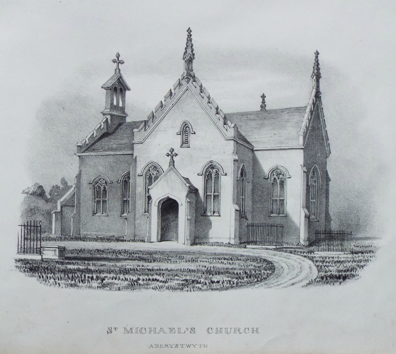 Lithograph - St. Michael's Church Aberystwyth