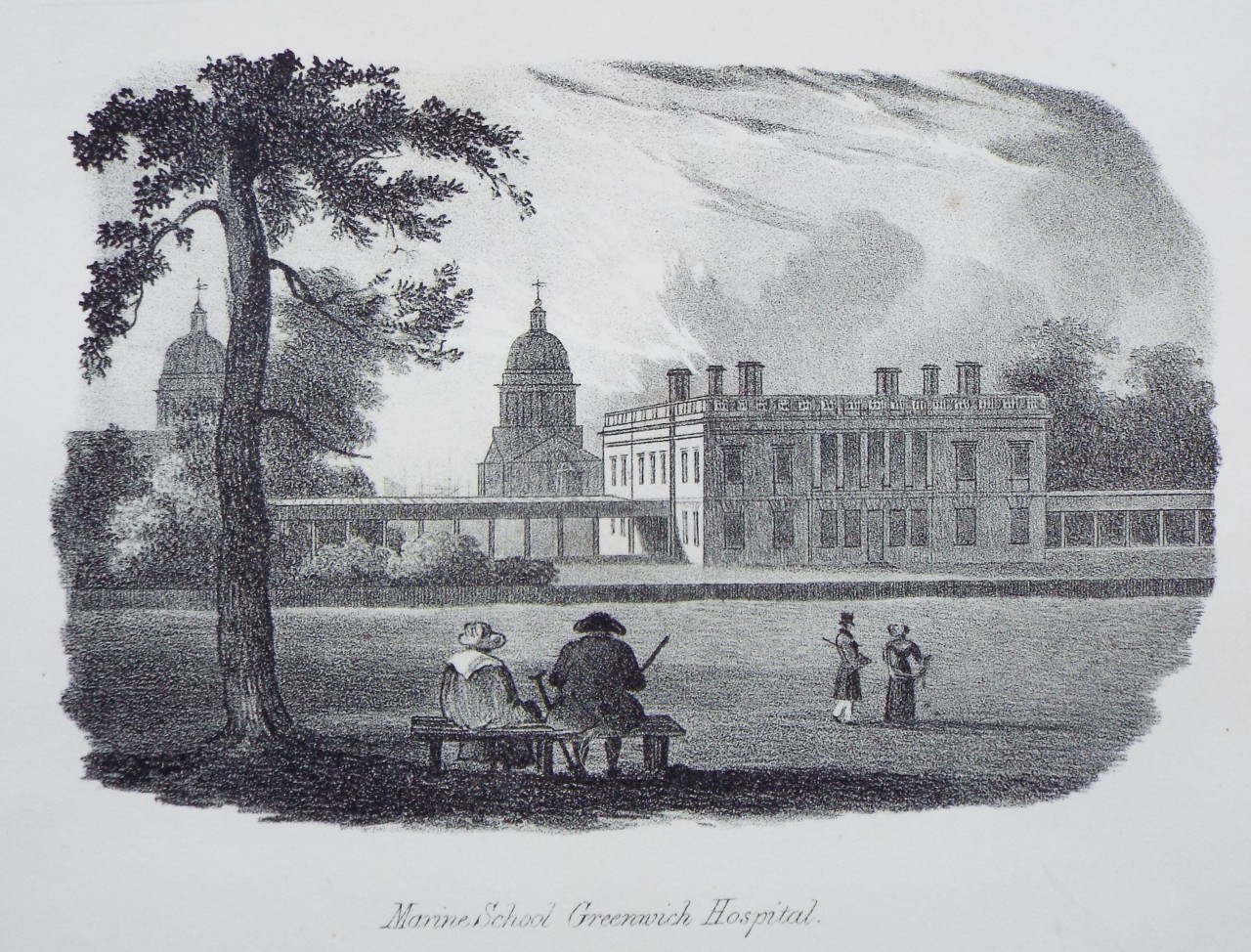 Lithograph - Marine School Greenwich Hospital.