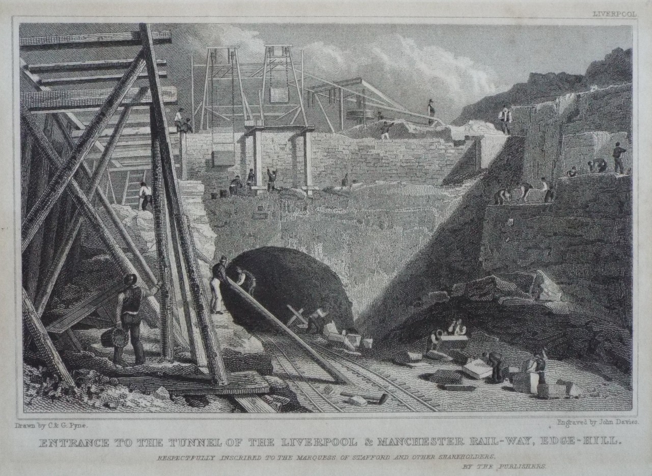 Print - Entrance to the Tunnel of the Liverpool & Manchester Rail-Way, Edge Hill. - Davies