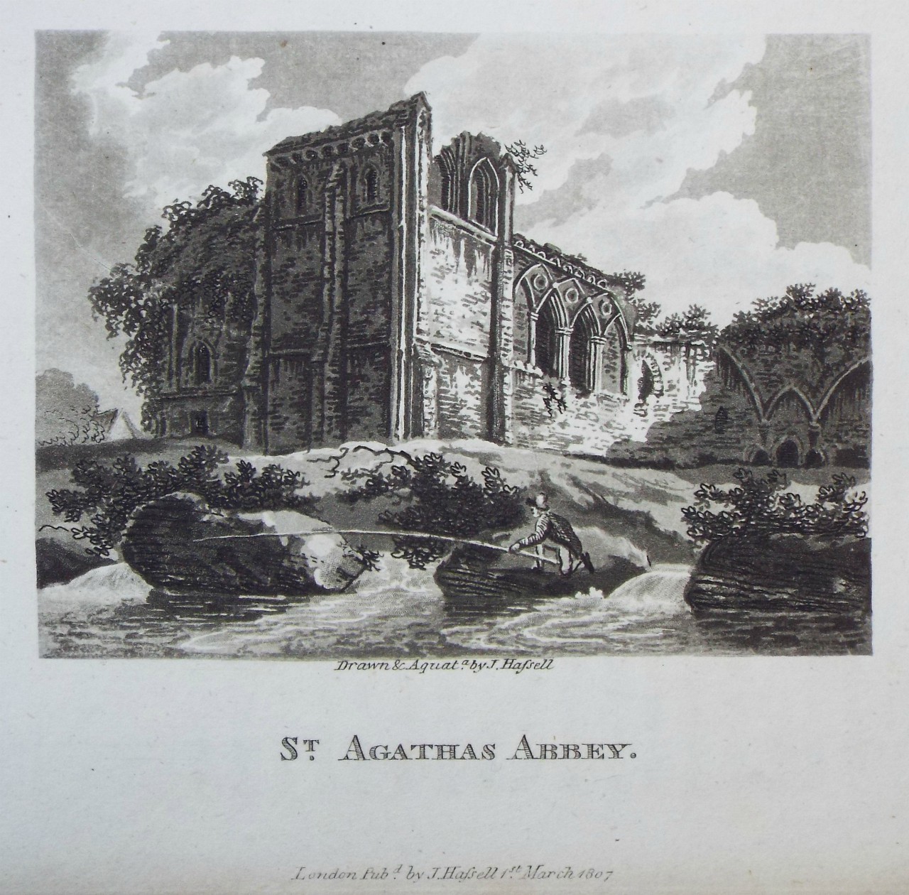 Aquatint - St. Agatha's Abbey. - Hassell