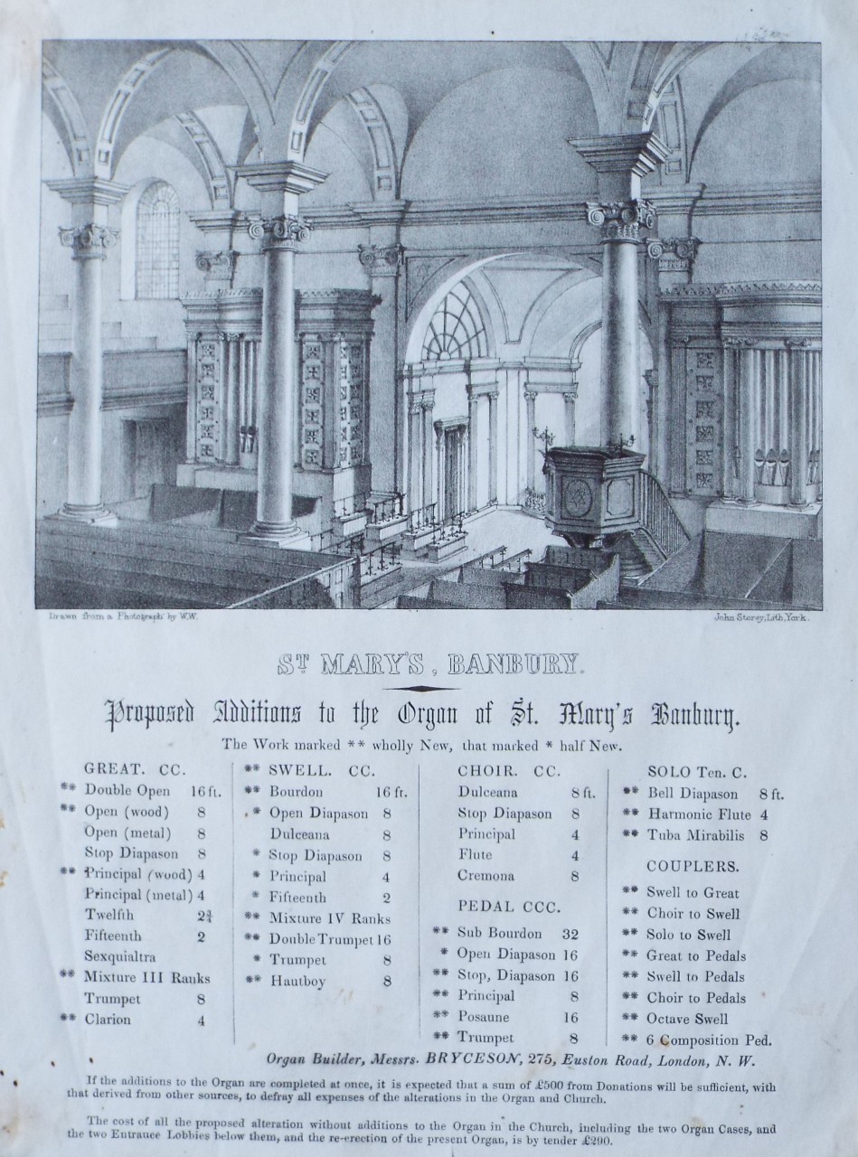 Lithograph - St. Mary's, Banbury. - Storey