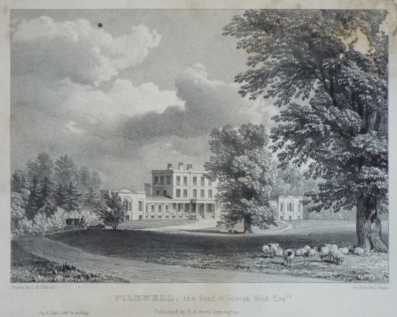 Lithograph - Pilewell, the Seat of Joseph Weld Esqre. - Haghe