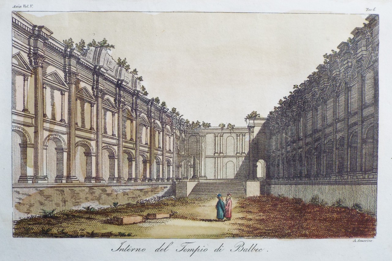 Etching - Interno del Templio di Balbec. - Sassoine