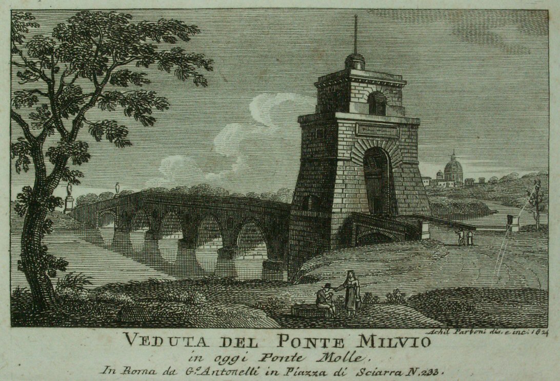 Print - Veduta del Ponte Milvio in oggi Ponte Molle - Parboni