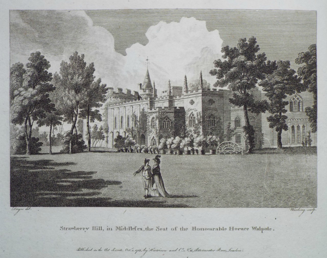 Print - Strawberry Hill, in Middlesex, the Seat of the Honourable Horace Walpole. - 