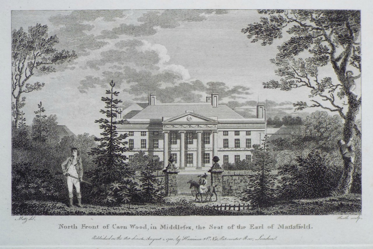 Print - North Front of Caen Wood, in Middlesex, the Seat of the Earl of Mansfield. - 