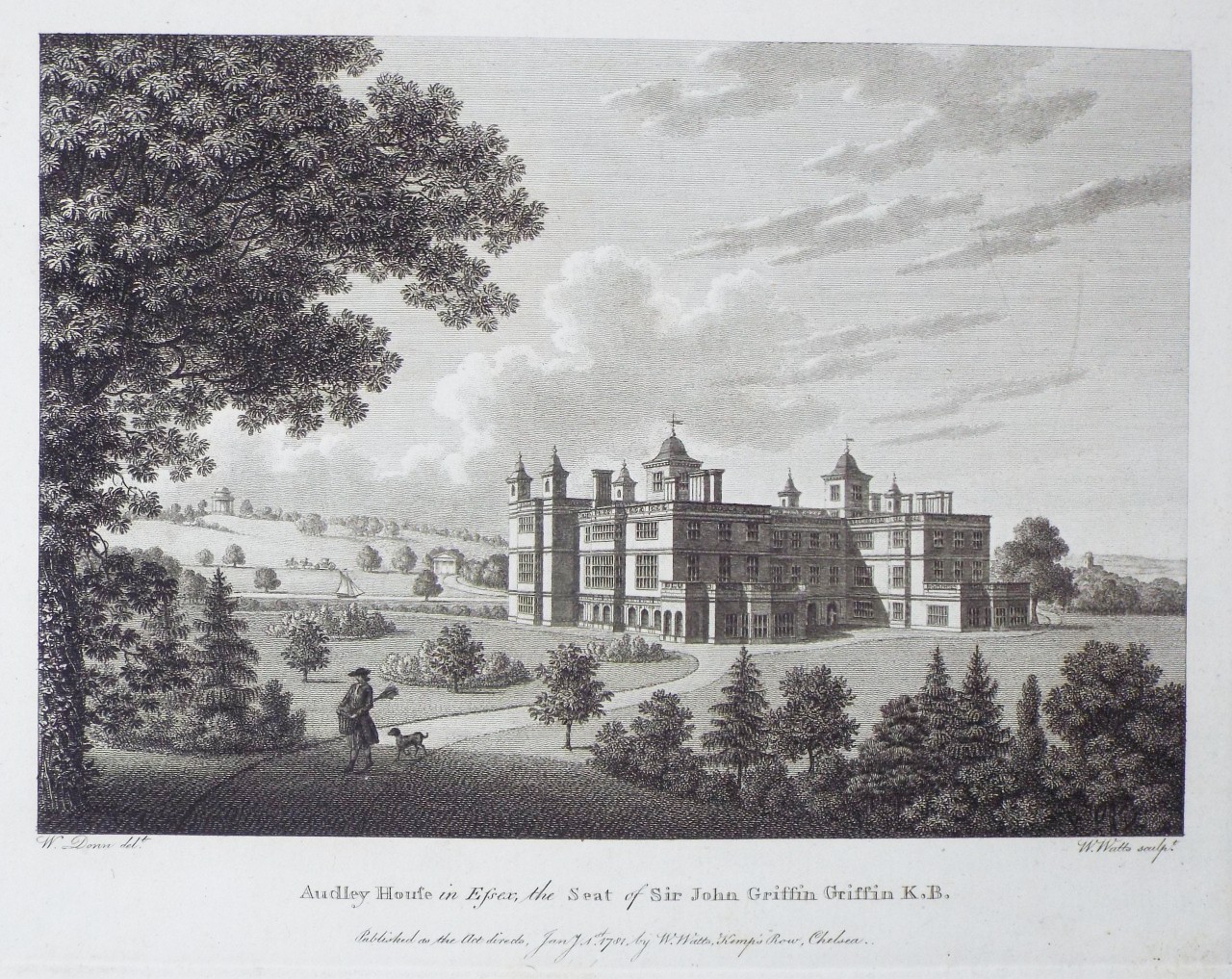 Print - Audley House in Essex, the Seat of Sir John Griffin Griffin K.B. - Watts