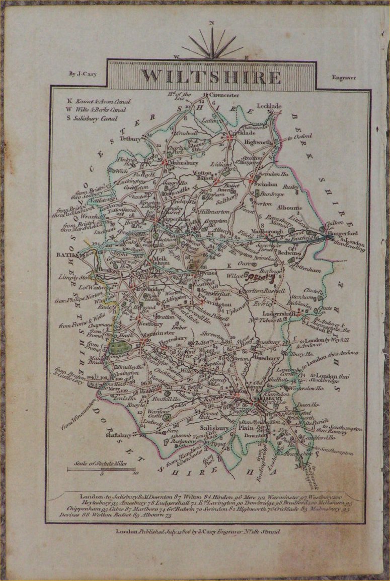 Map of Wiltshire - Cary