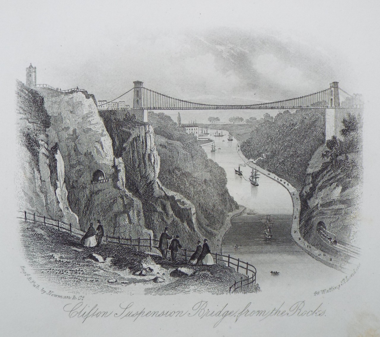 Steel Vignette - Clifton Suspension Bridge, from the Rocks. - Newman