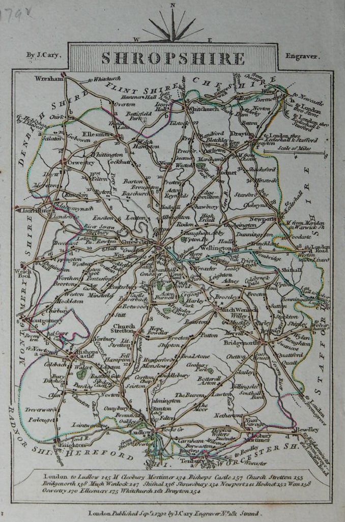 Map of Shropshire - Cary