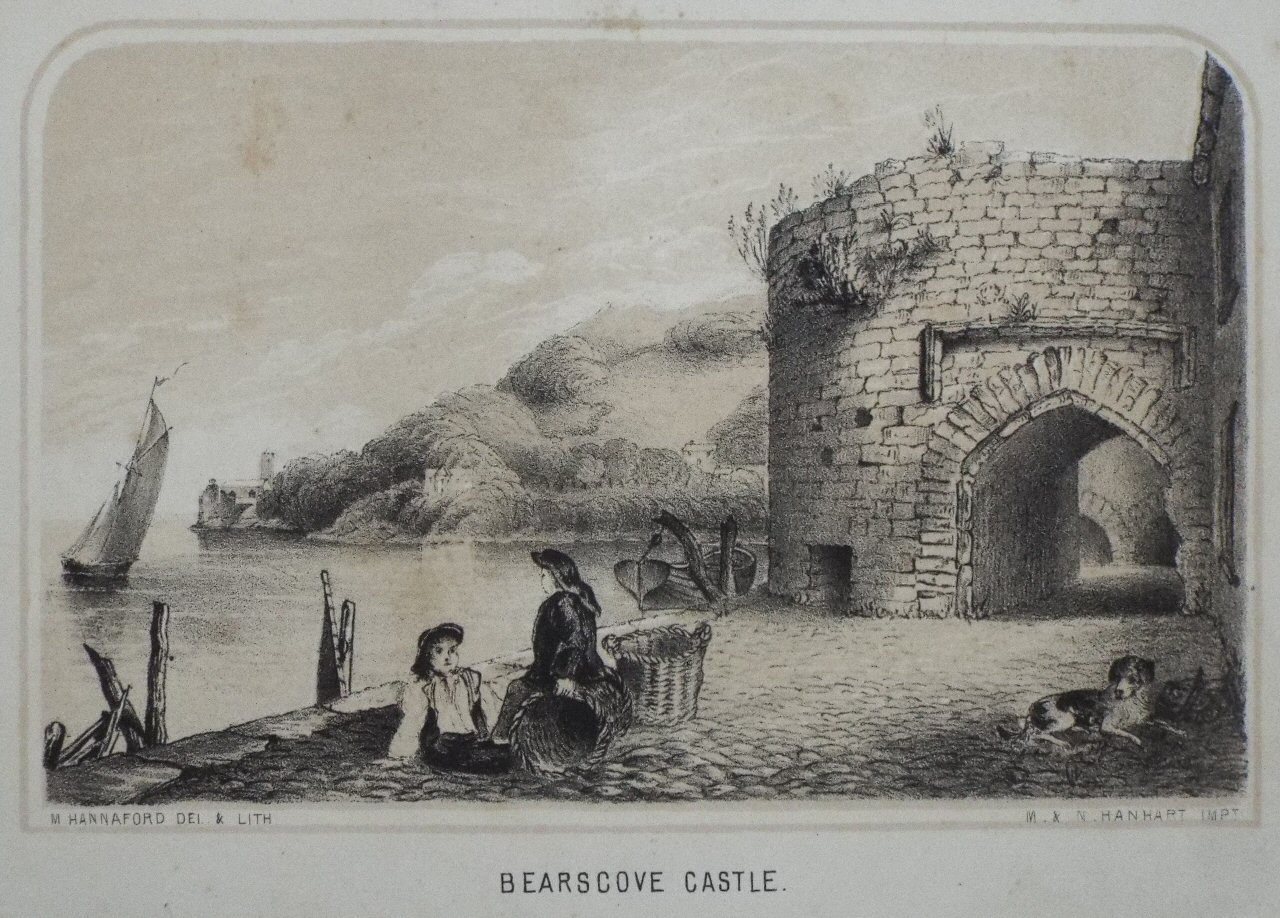 LithographSepia - Bearscove Castle. - Hannaford