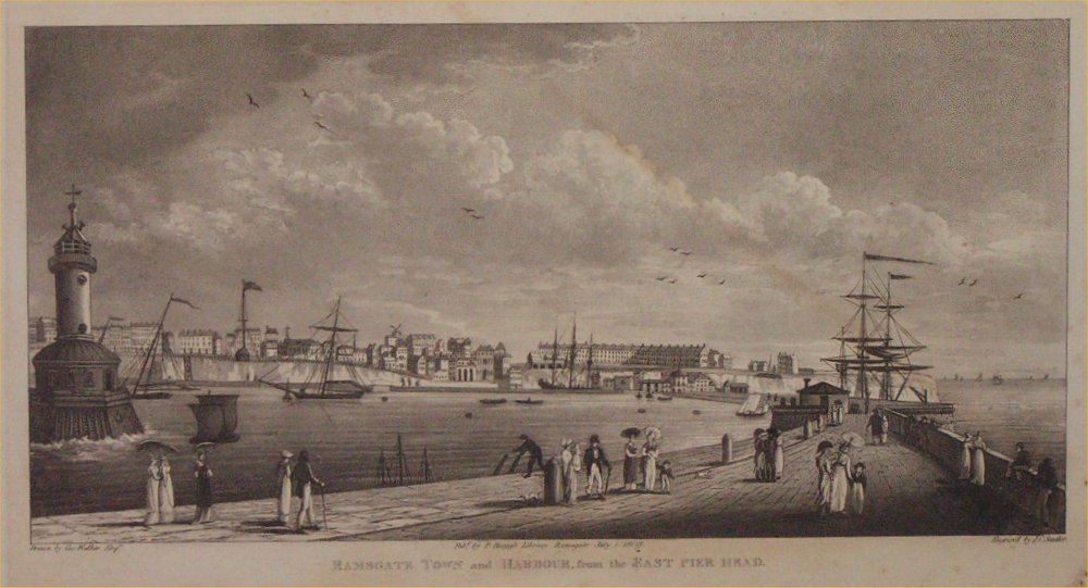 Aquatint - Ramsgate Town and Harbour from the East Pier Head - Stadler