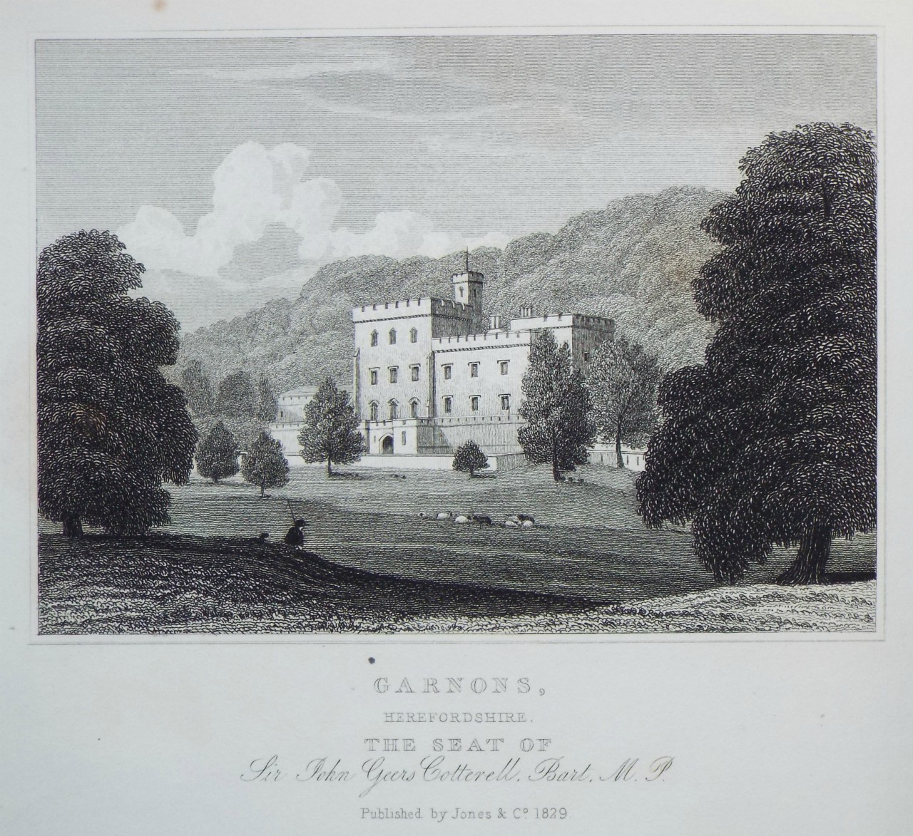 Print - Garnons, Herefordshire. The Seat of Sir John Geers Cotterell, Bart. M.P. - Taylor