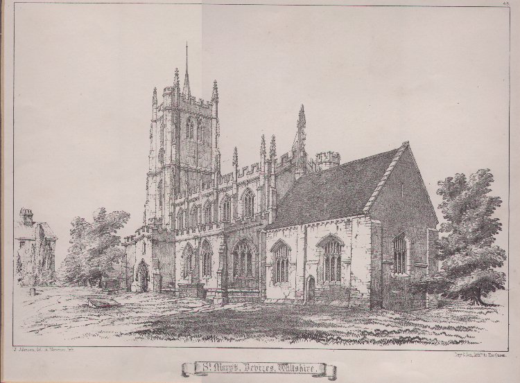 Lithograph - St.Mary's Devizes, Wiltshire - Newman