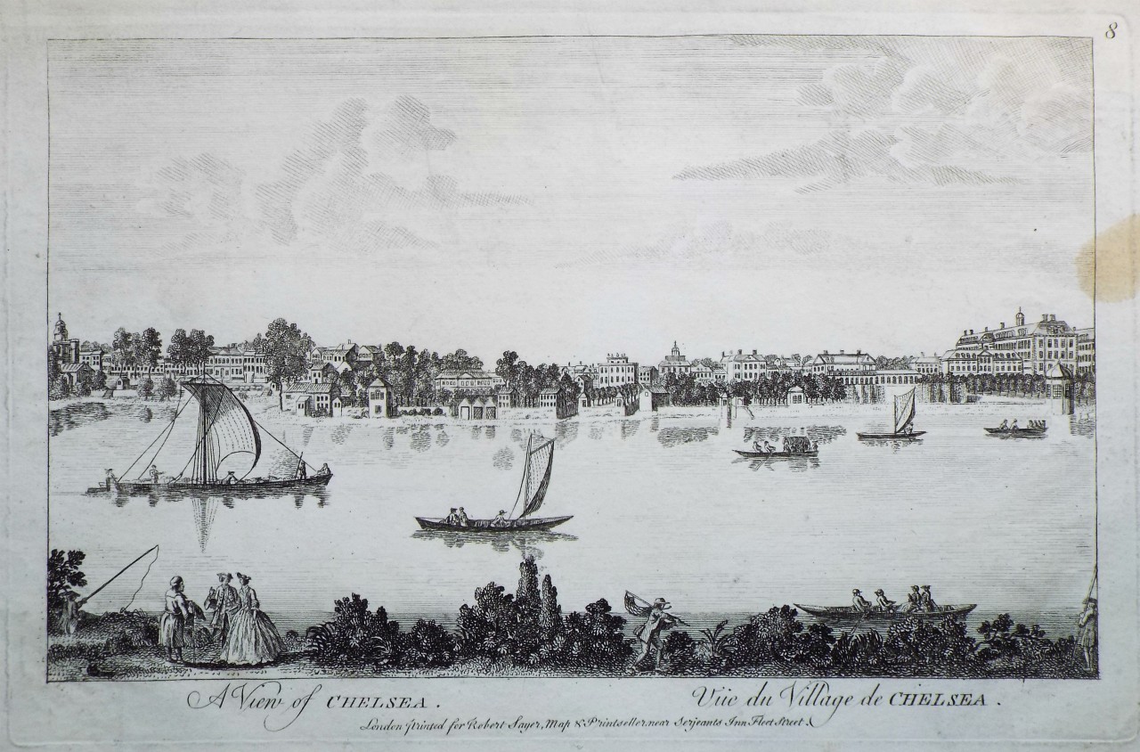 Print - A View of Chelsea. Vue du Village de Chelsea.