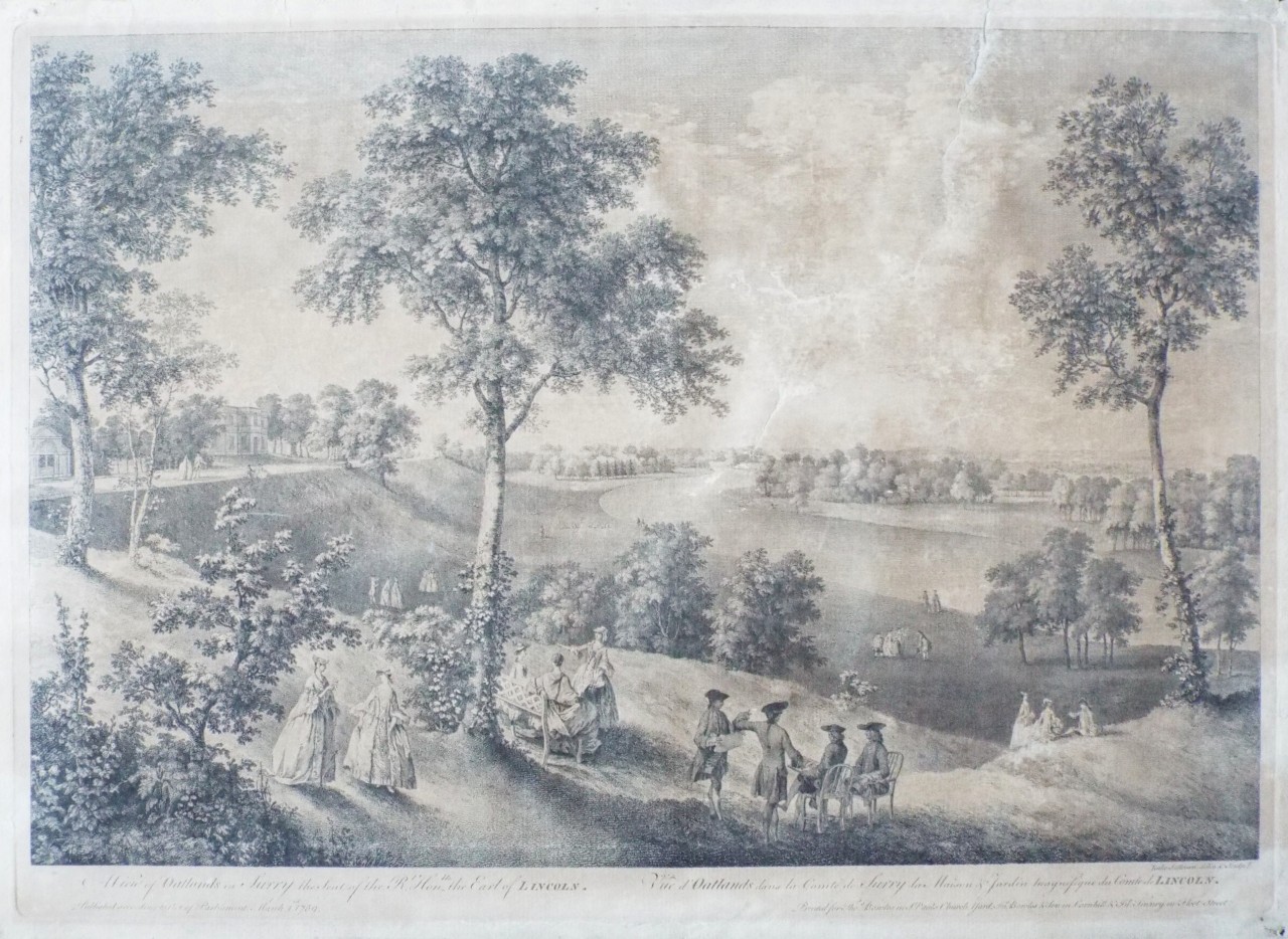 Print - A View of Oatlands in Surry the seat of the Rt.Honble the Earl of Lincoln - Sullivan