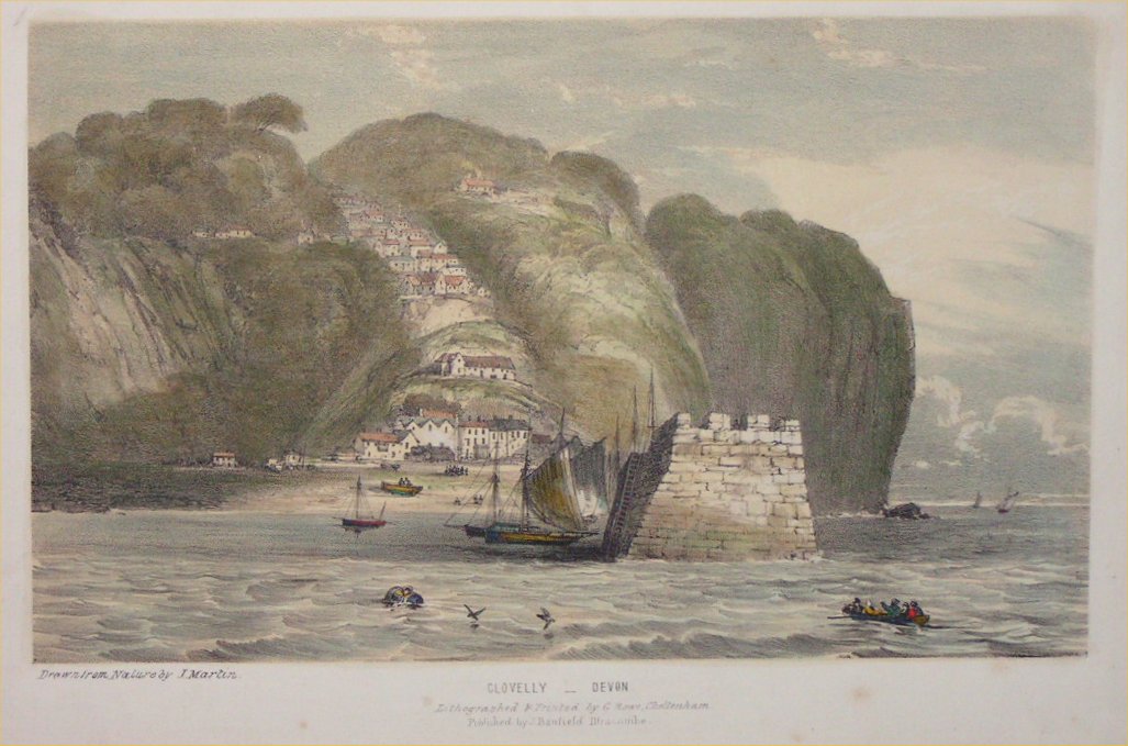 Lithograph - Clovelly - Devon - Rowe