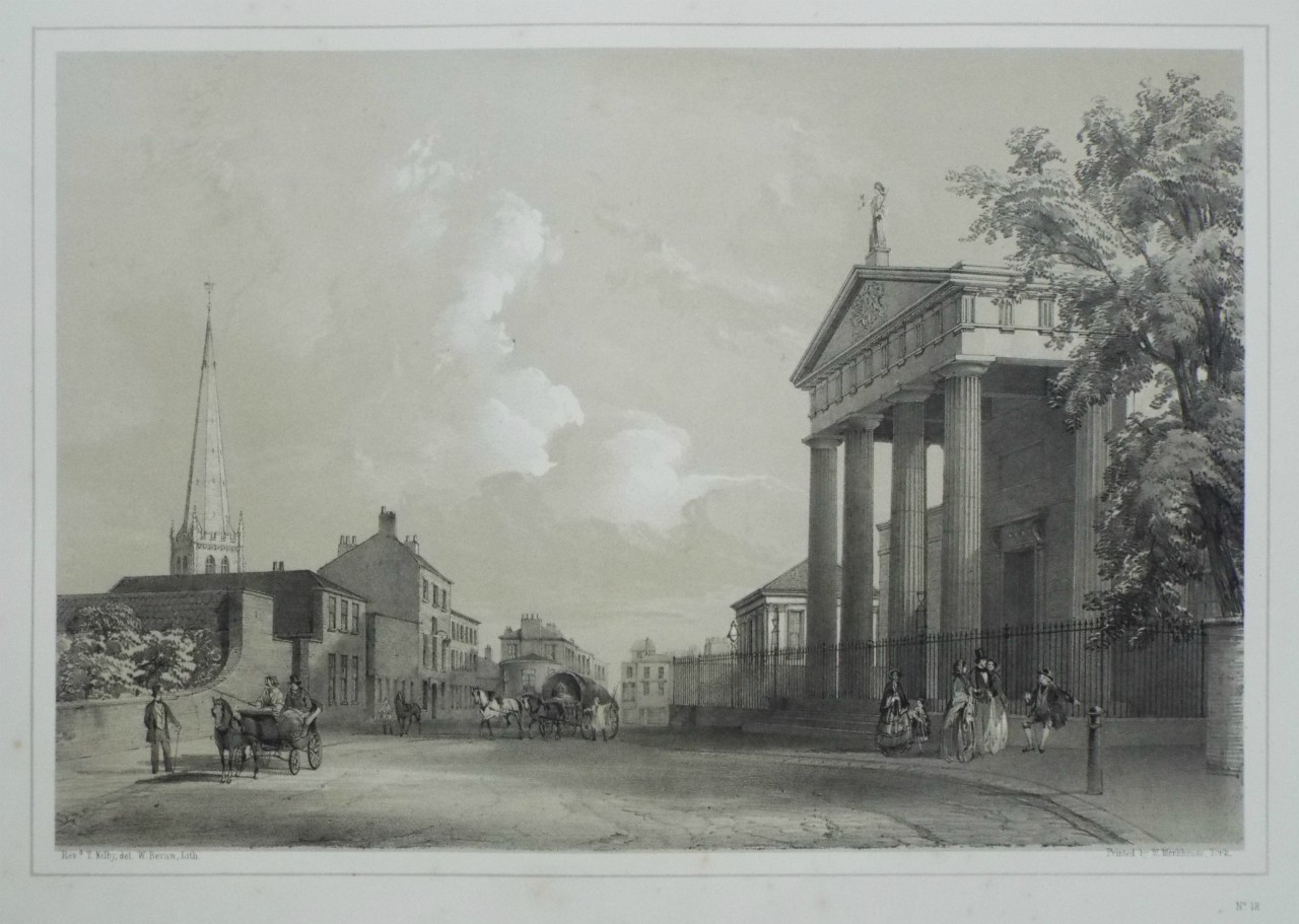 Lithograph - (Wakefield - Wood Street, looking towards the Cross) - Bevan