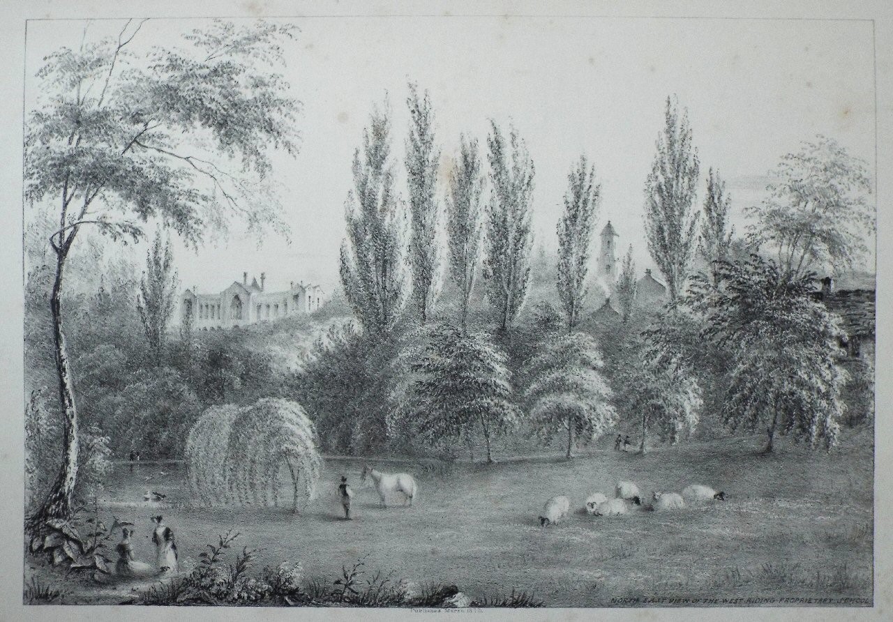 Lithograph - North east view of the west riding proprietary school - Kilby