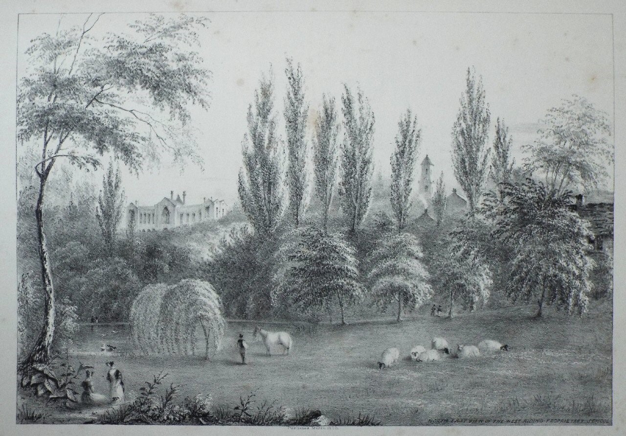 Lithograph - North east view of the west riding proprietary school - Kilby