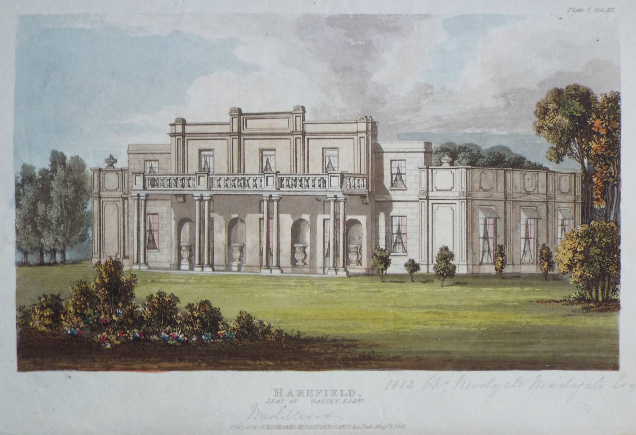 Aquatint - Harefield, Seat of Gattey Esqre.