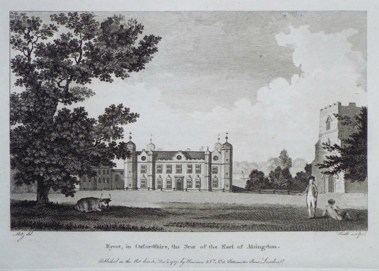 Print - Rycot, in Oxfordshire, the Seat of the Earl of Abingdon. - 