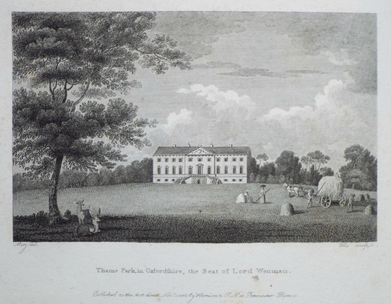 Print - Thame Park, in Oxfordshire, the Seat of Lord Wenman. - 