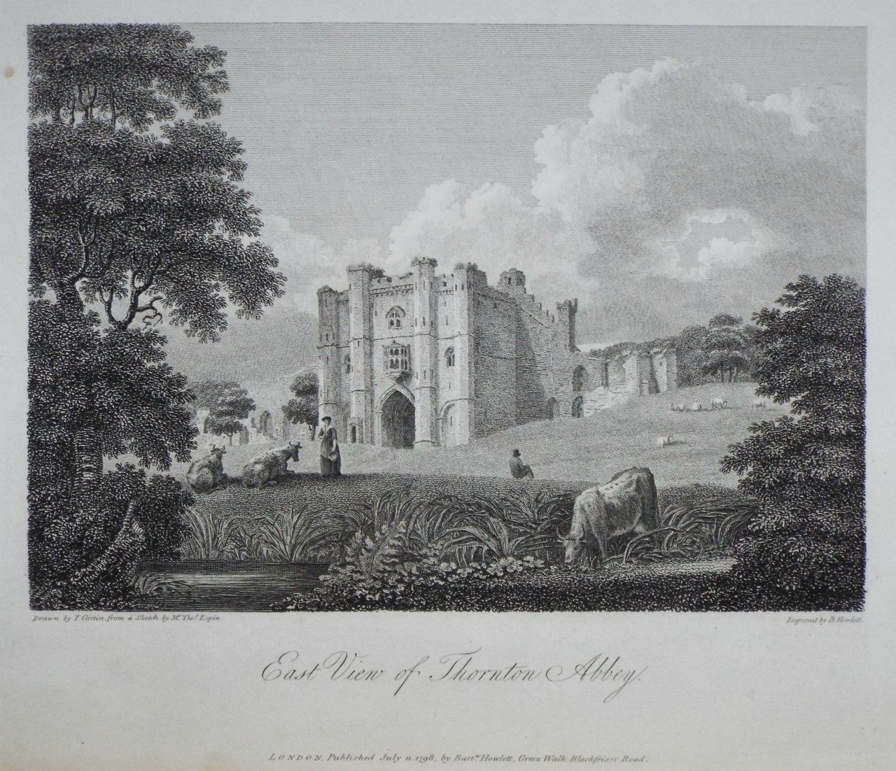 Print - East View of Thornton Abbey. - Howlett
