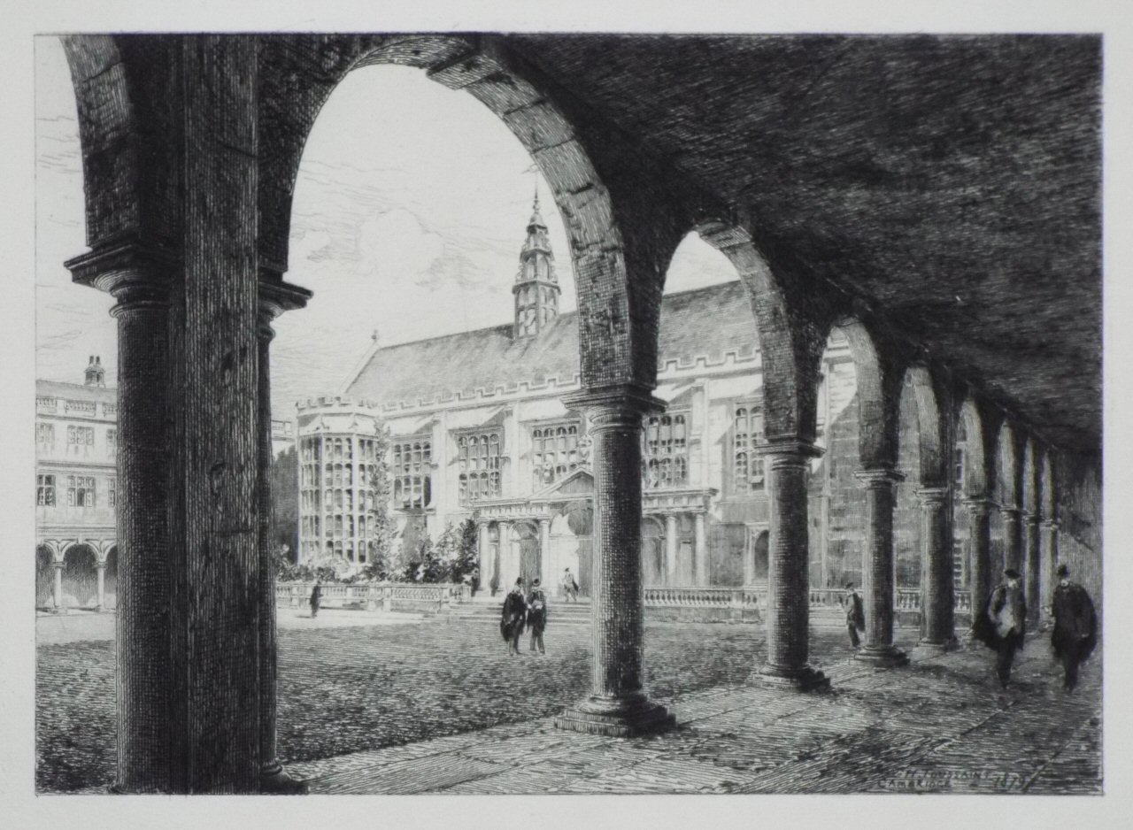 Etching - Nevile's Court, Trinity College Cambridge. - Toussaint