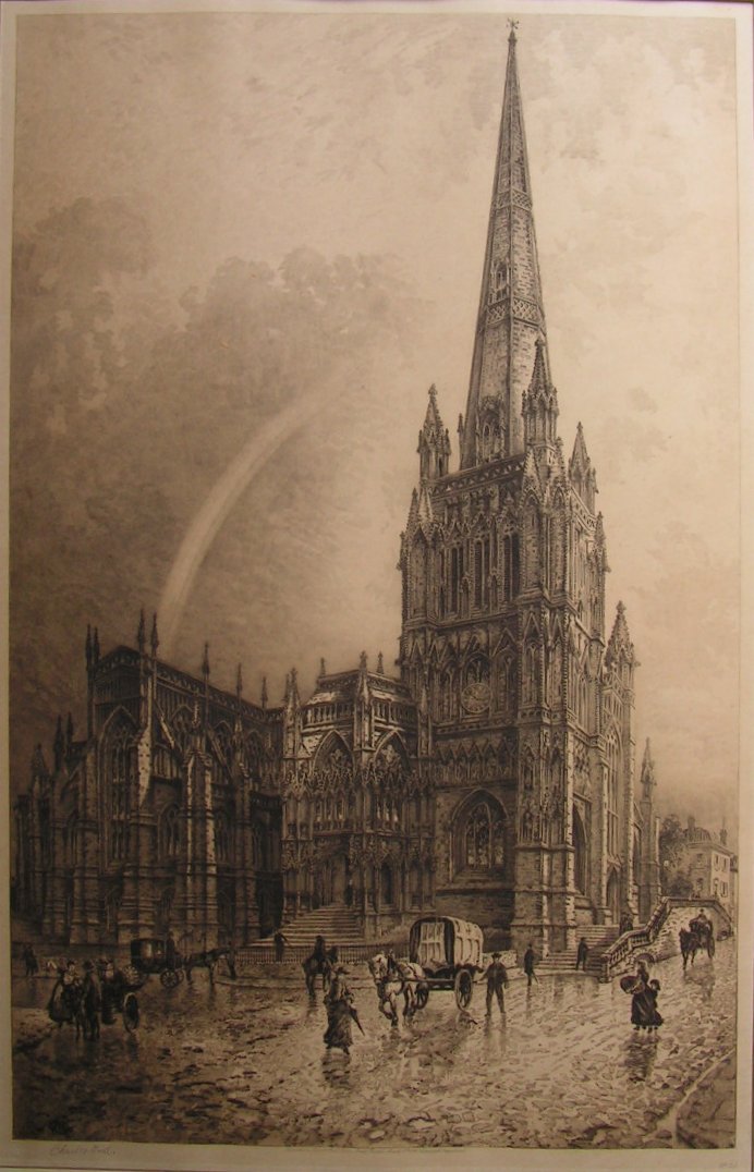 Etching - (St. Mary Redcliff, Bristol) - Bird