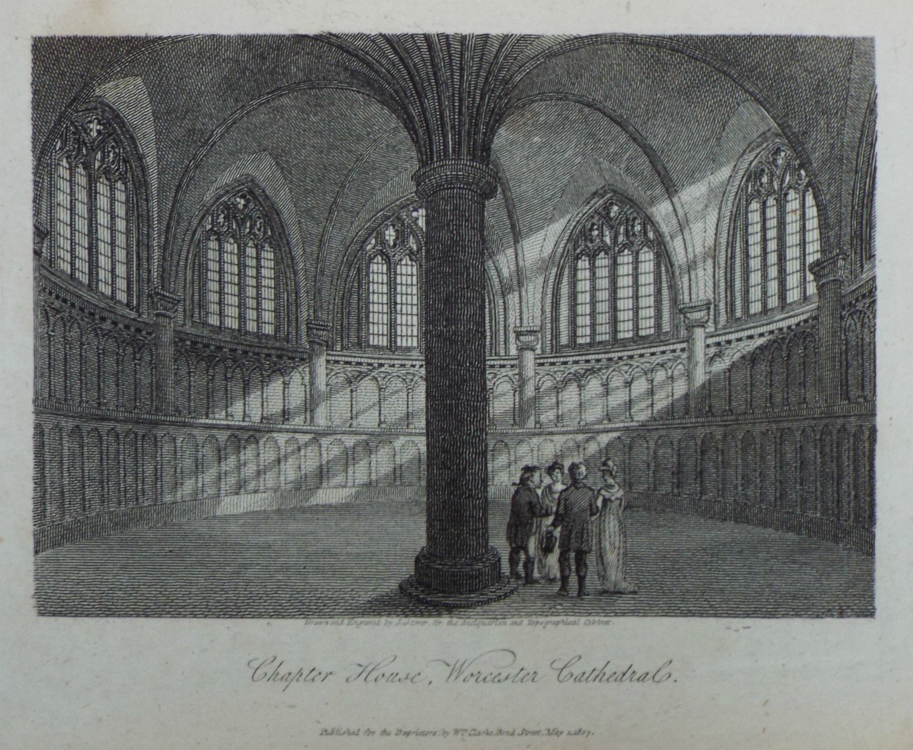 Print - Chapter House, Worcester Cathedral. - Storer