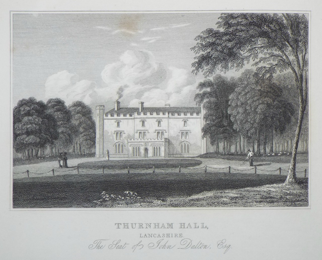 Print - Thurnham Hall, Lancashire. The Seat of John Dalton, Esq. - Heath