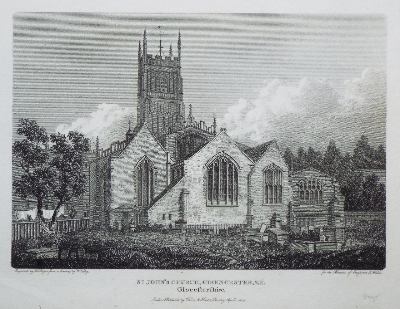 Print - St. John's Church, Cirencester, S.E. Glocestershire. - Angus