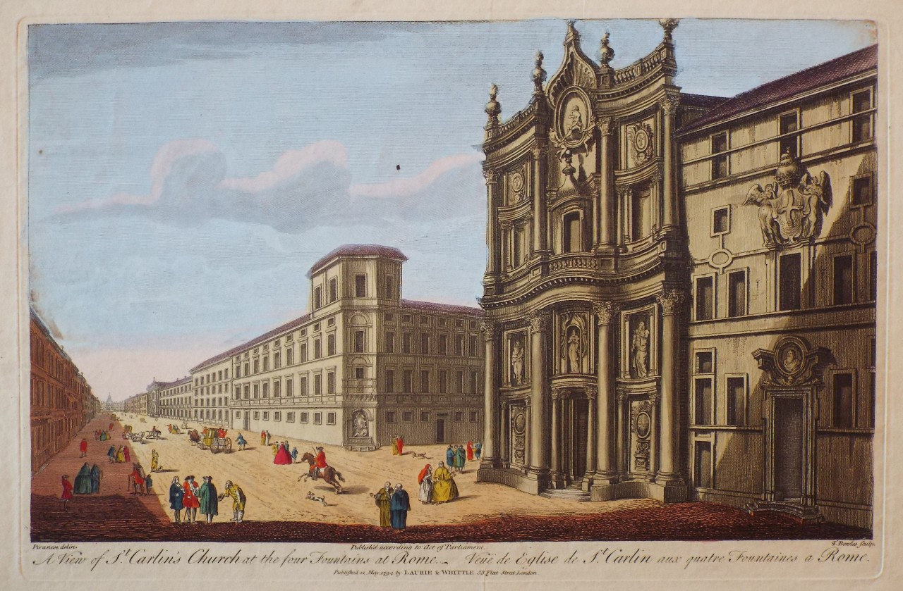 Print - A View of St Carlin's Church at the Four Fountains at Rome. - Bowles