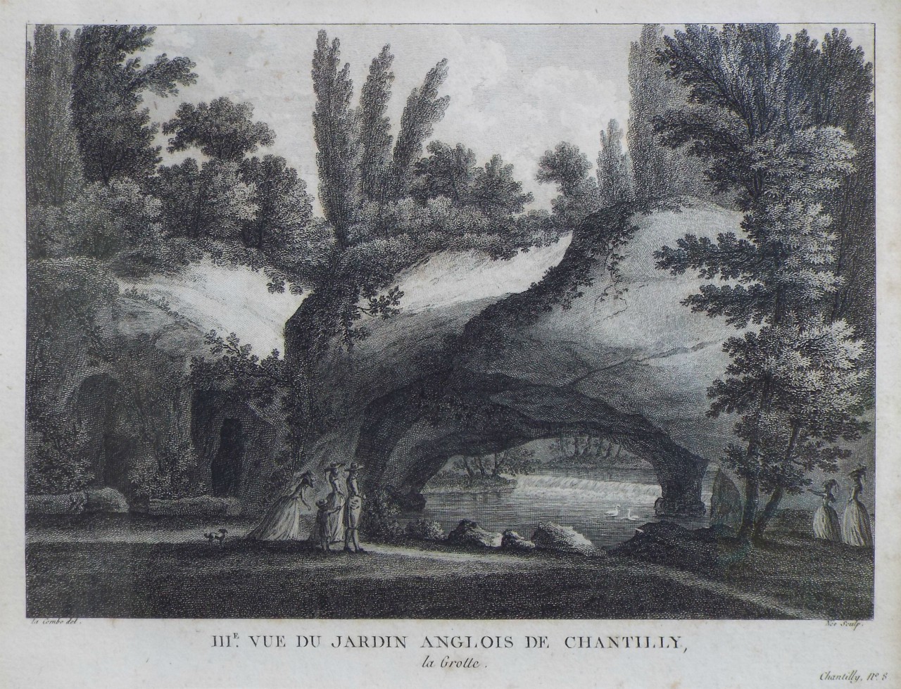 Print - IIIe. Vue du Jardin Anglos de Chantilly, la Grotte. - 