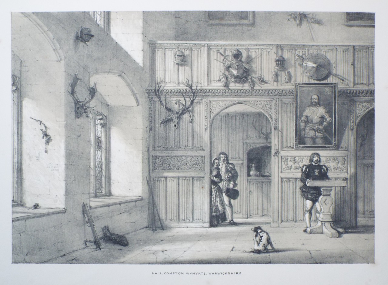 Lithograph - Hall, Compton Wynyate, Warwickshire. - Nash