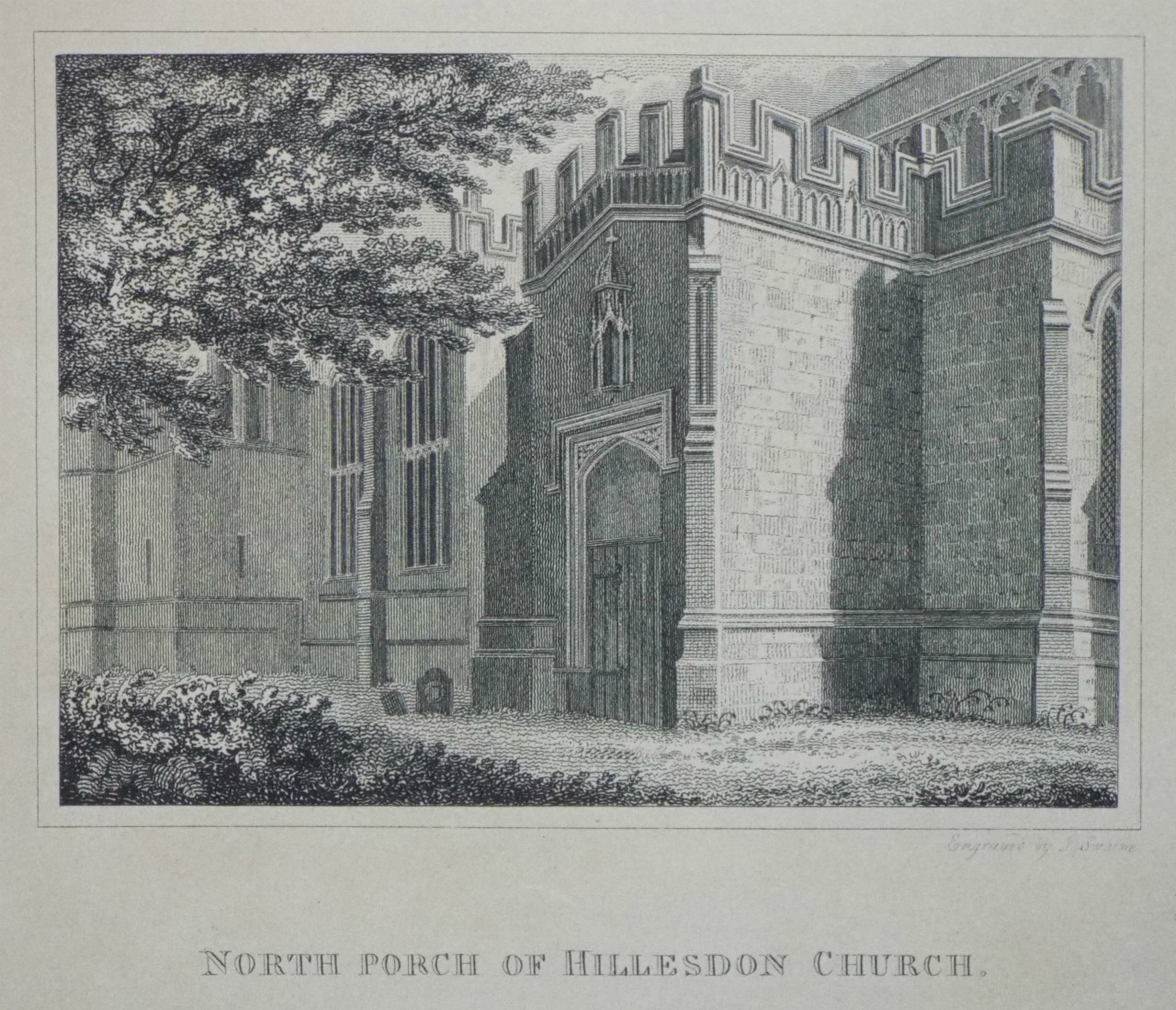 Print - North Porch of Hillesdon Church.