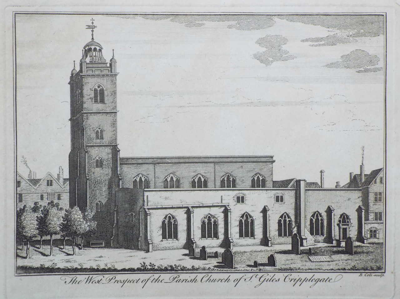 Print - The West Prospect of the Parish Church of St. Giles Cripplegate. - Cole
