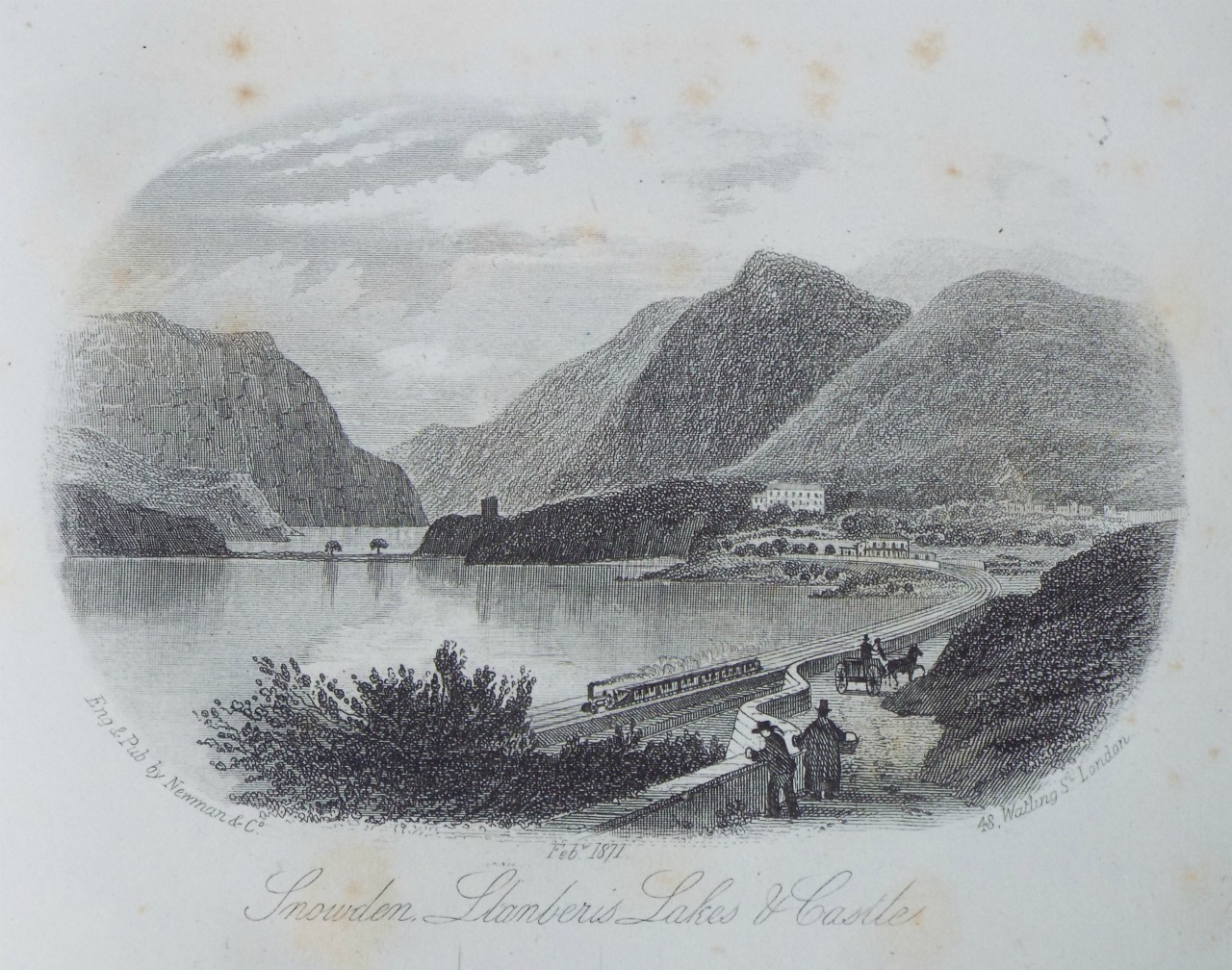 Steel Vignette - Snowdon, Llanberis Lakes & Castle. - Newman