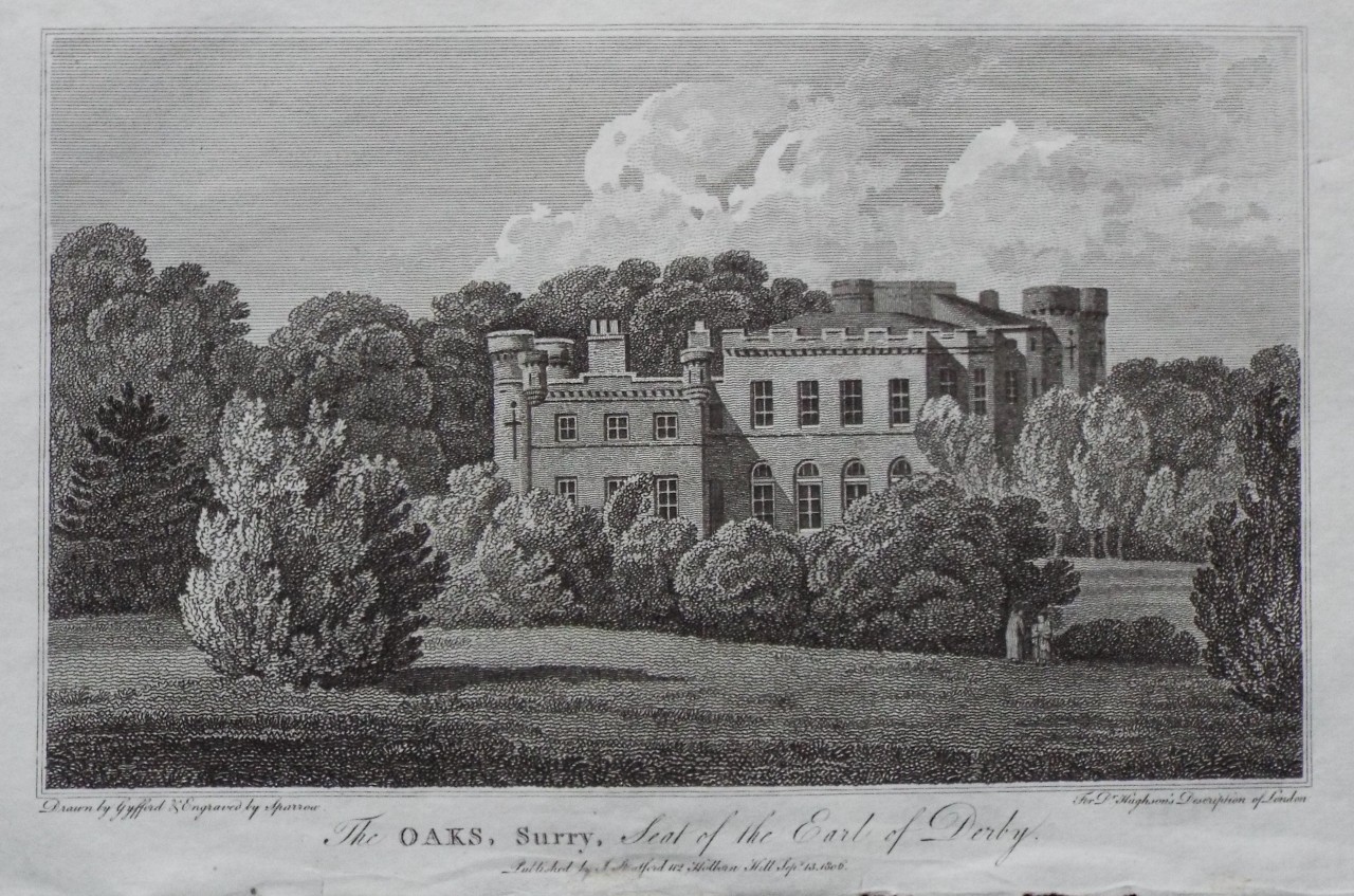 Print - The Oaks, Surry, Seat of the Earl of Derby. - 